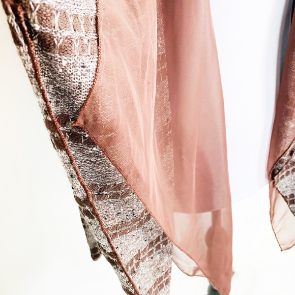 Harmony Brown Patterned Waterfall Sweater Jacket - Picture 5 of 8